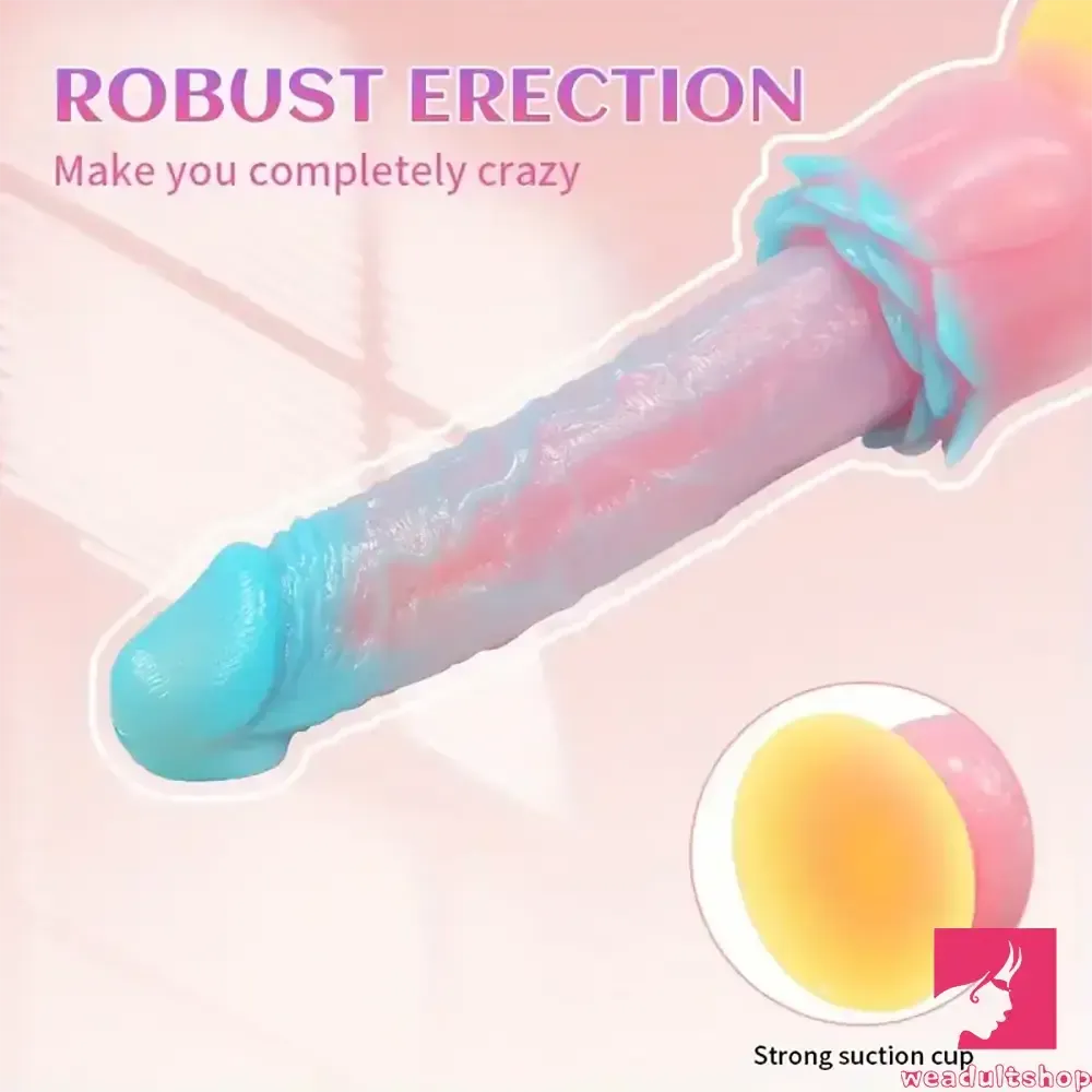 9.84in Silicone Soft Luminous Fantasy Large Dildo With Rose Flower Base