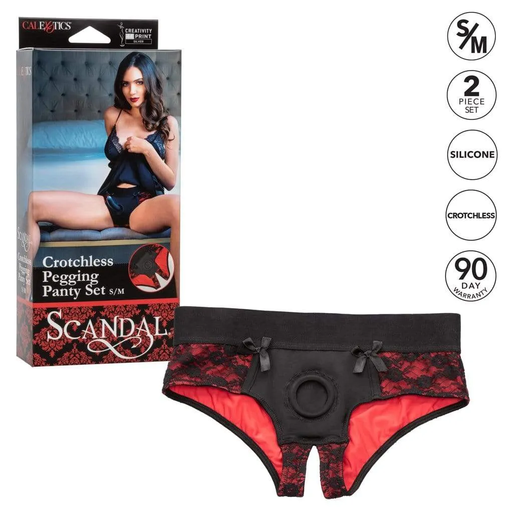 California Exotics - Scandal Crotchless Pegging Panty Set S/M (Red)