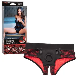 California Exotics - Scandal Crotchless Pegging Panty Set S/M (Red)