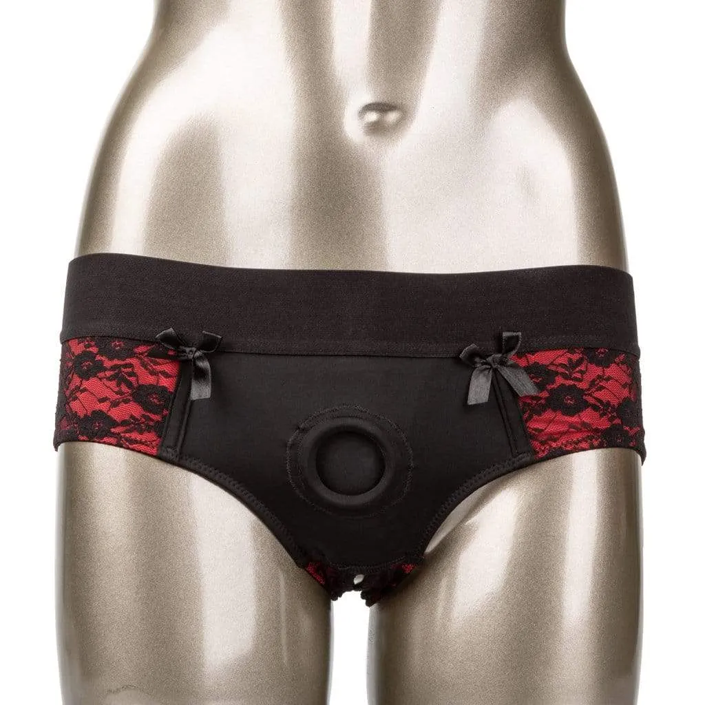 California Exotics - Scandal Crotchless Pegging Panty Set S/M (Red)