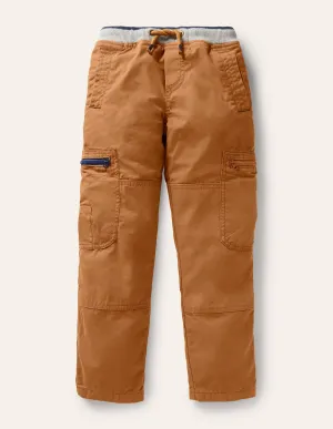 Cosy Lined Cargo Pants-Butterscotch Brown