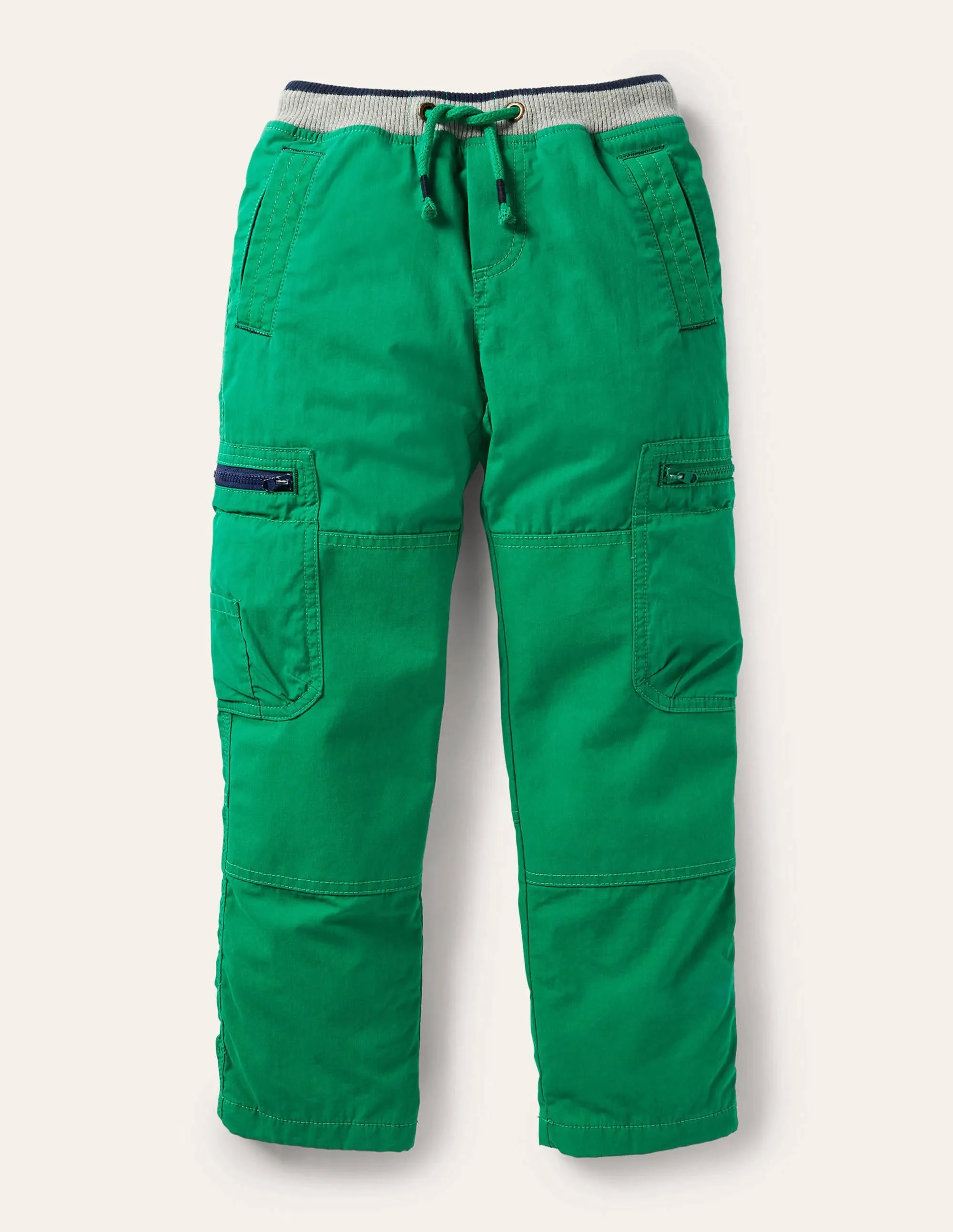 Cosy Lined Cargo Pants-Highland Green
