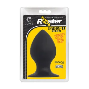 Curve Toys Rooster Daddy-O Medium Silicone Anal Plug with Suction Cup Black