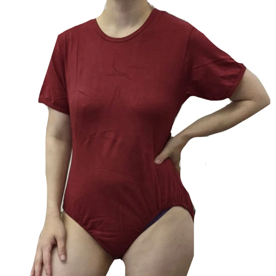 Dark Red Cotton Bodysuit
