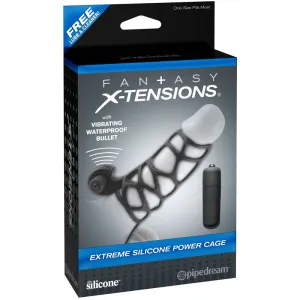 Fantasy X-tensions Vibrating Extreme Silicone Power Cage Black