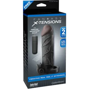 Fantasy X-tensions Vibrating Real Feel 2 in. Extension With Ball Strap Black