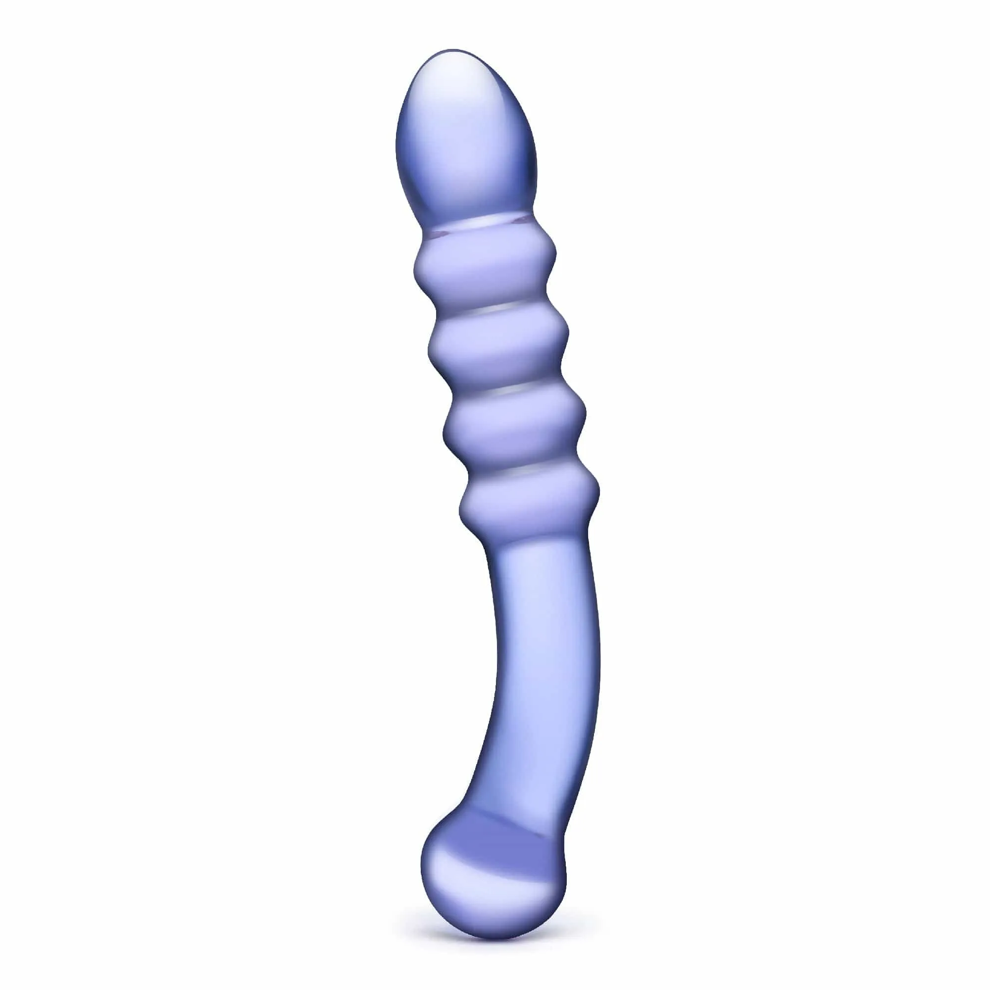 Glas - Purple Rain Ribbed Glass Dildo 9 (Purple)