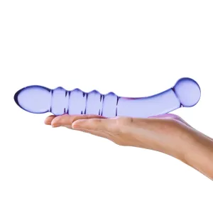 Glas - Purple Rain Ribbed Glass Dildo 9 (Purple)