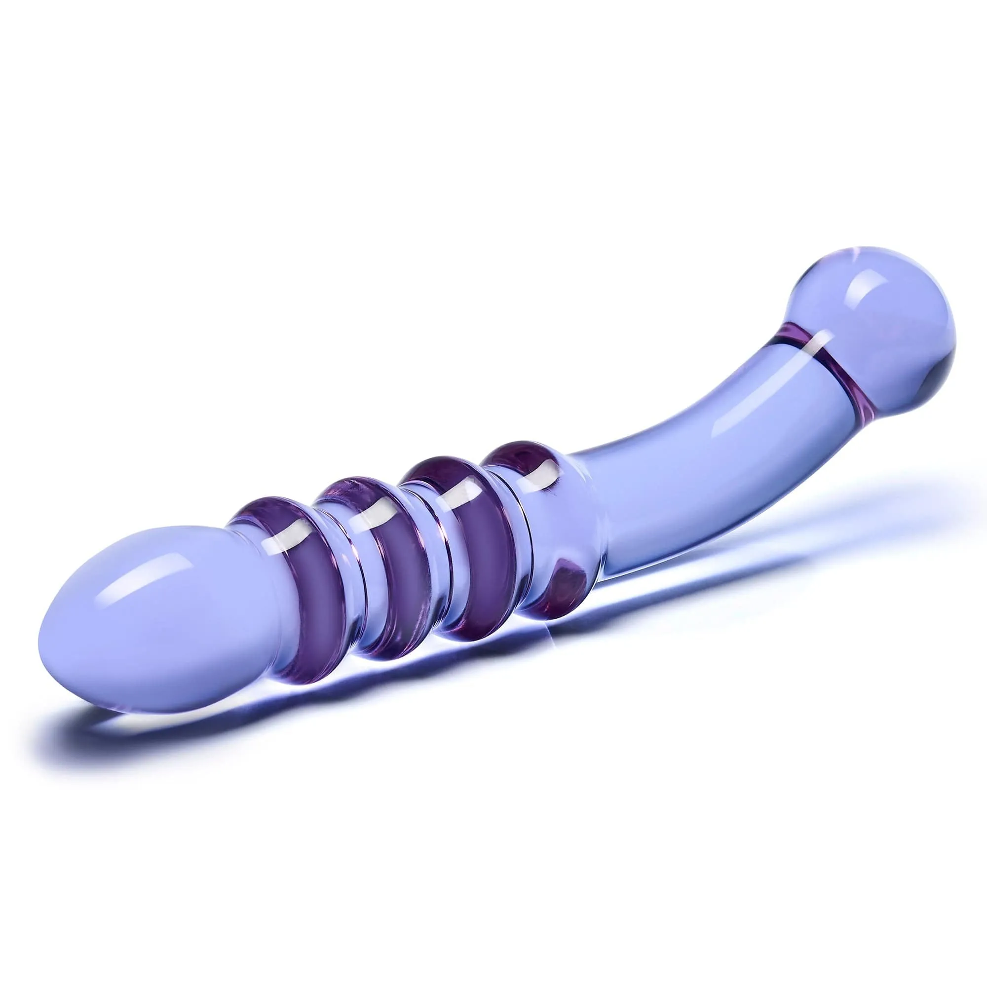 Glas - Purple Rain Ribbed Glass Dildo 9 (Purple)