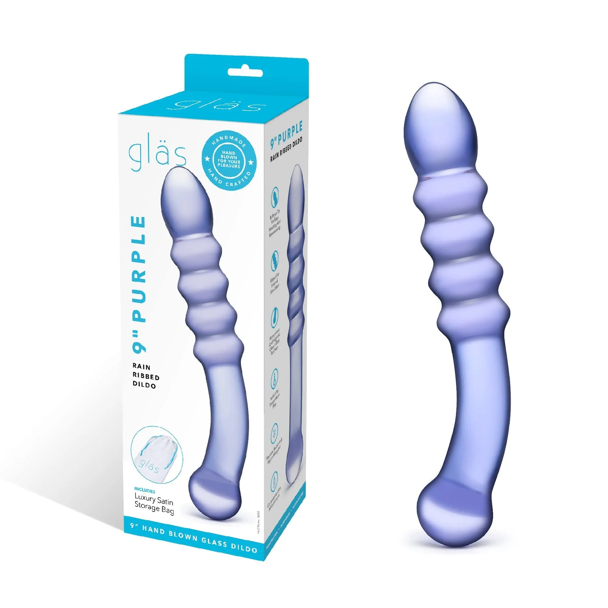 Glas - Purple Rain Ribbed Glass Dildo 9 (Purple)