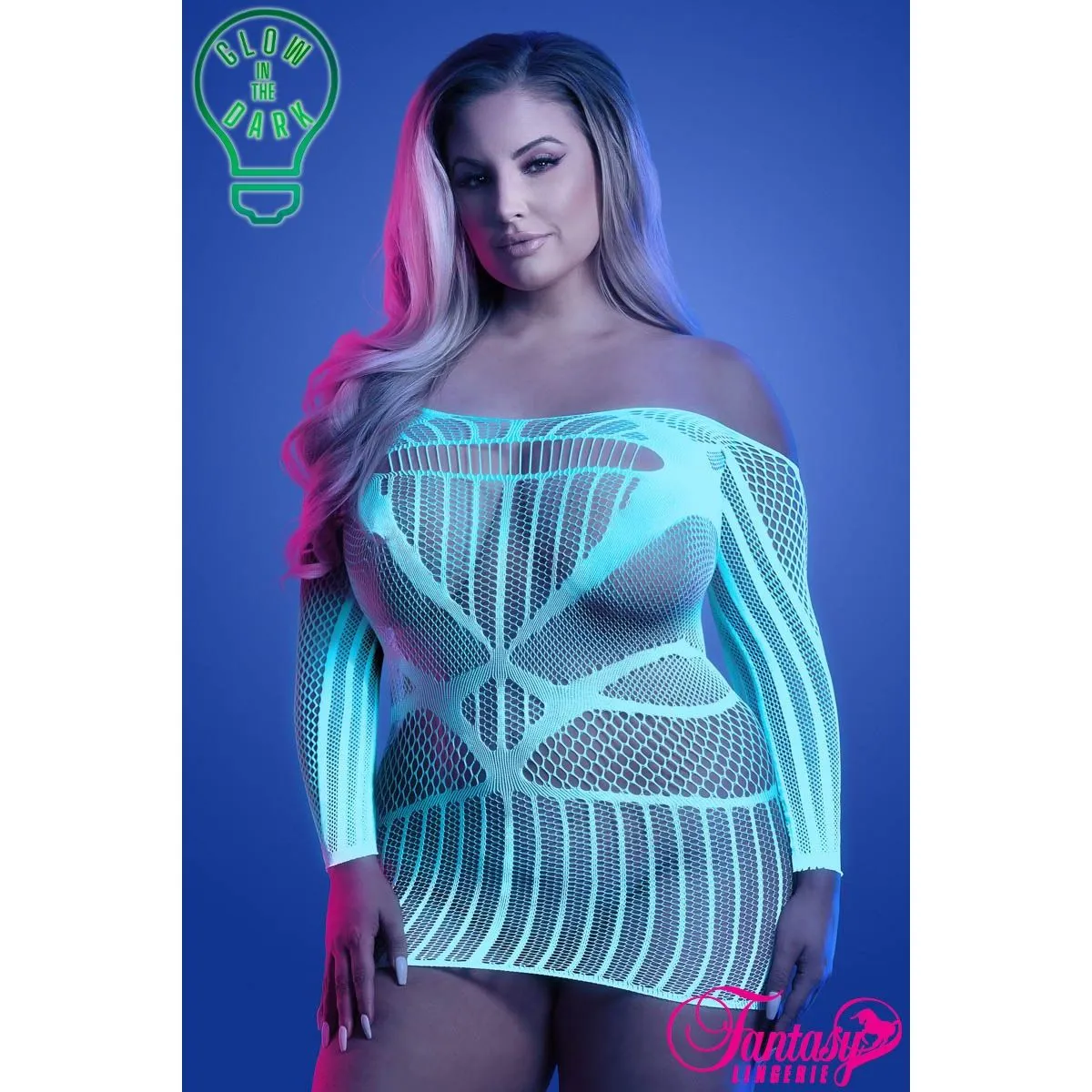 Glow Long Sleeve UV Dress by Fantasy Lingerie