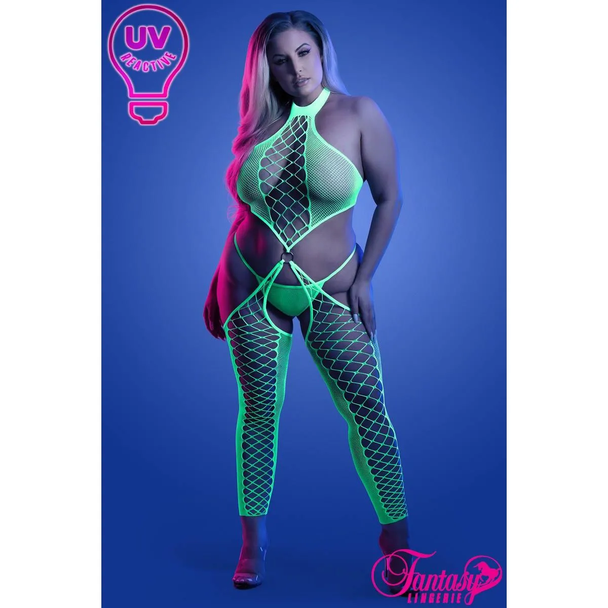 Glow UV Big Net Bodystocking by Fantasy Lingerie