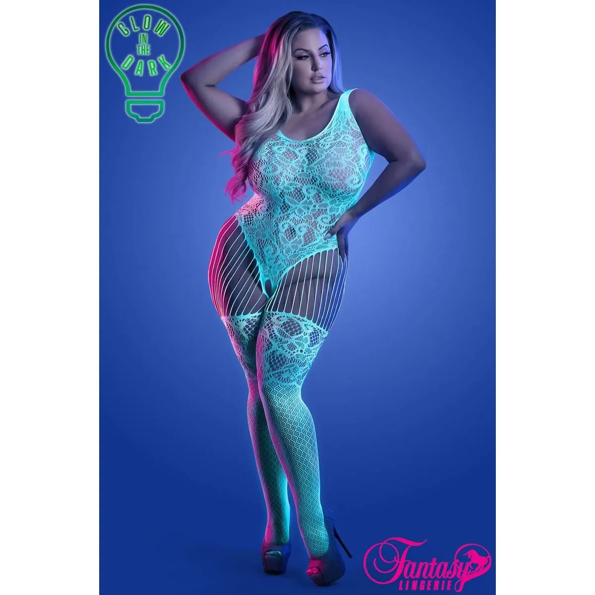 Glow UV Lace Bodystocking by Fantasy Lingerie
