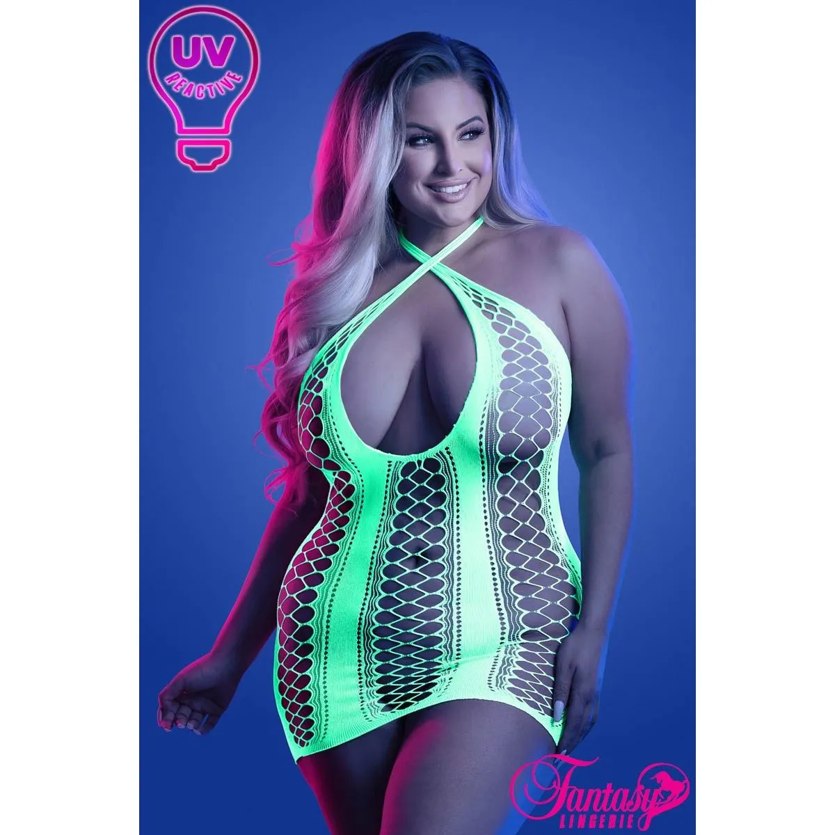 Glow UV Strappy Dress by Fantasy Lingerie