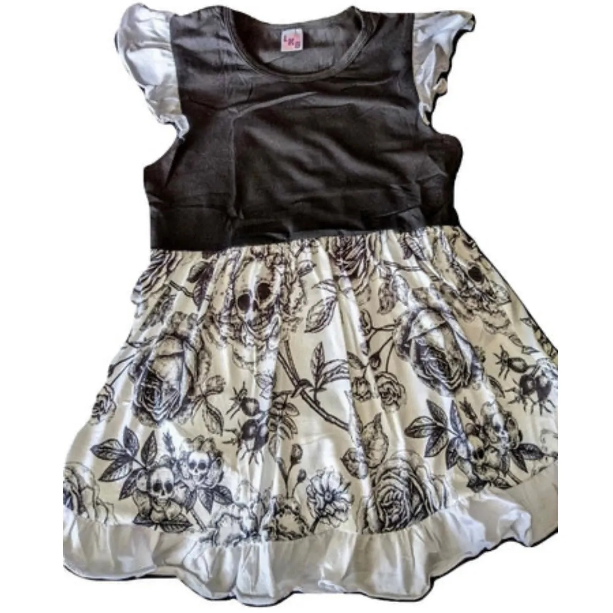 Goth Roses & Skulls Cotton Romper Dress