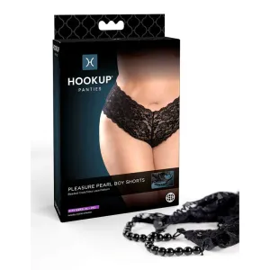 Hookup Panties Pleasure Pearl Boy Shorts Black XL-XXL