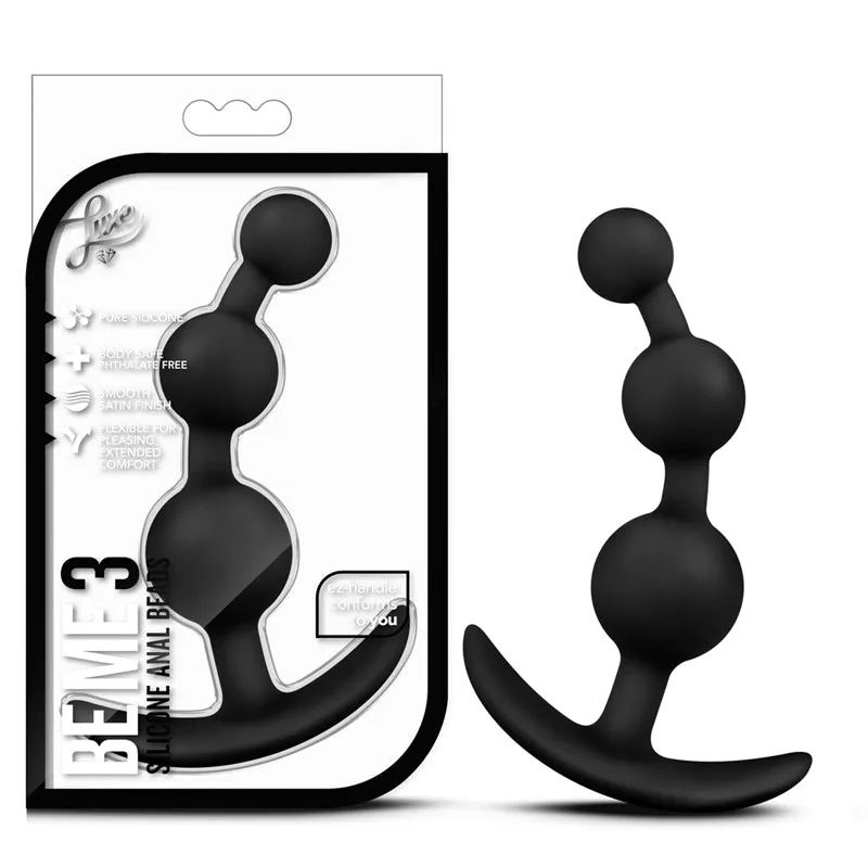 Luxe Be Me 3 Silicone Anal Beads Plug Black