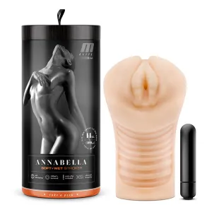 M Elite Soft   Wet Annabella Vagina Stroker with Bullet Vibrator Beige