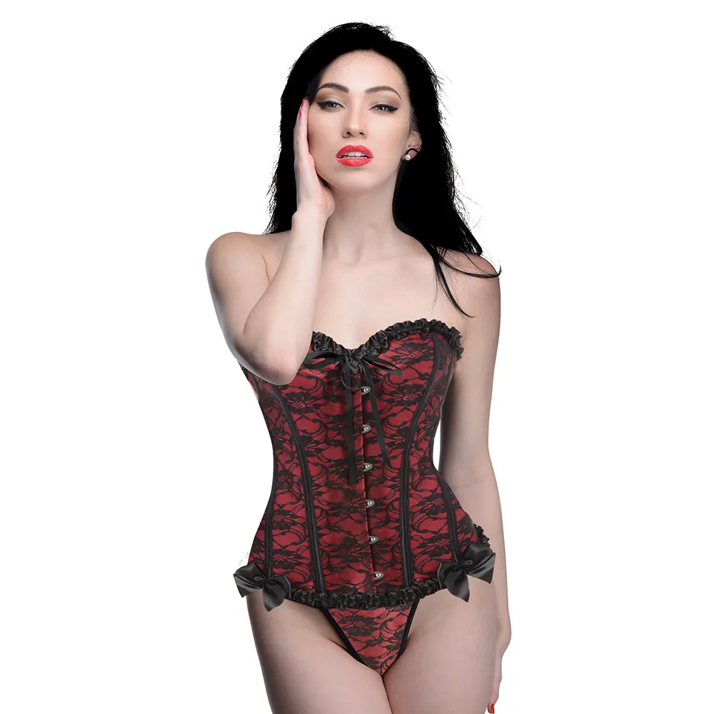 Master Series Scarlet Seduction Lace-up Corset & Thong M