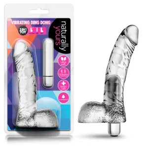Naturally Yours Vibrating Ding Dong with Balls 6.5 in. Clear