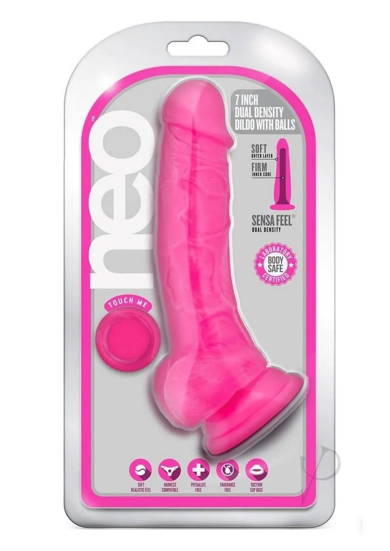 Neo Dual Density Cock W/balls 7.5` Pink