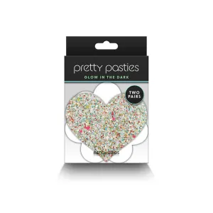 NS Novelties Pretty Pasties Glow In The Dark Heart & Flower Set