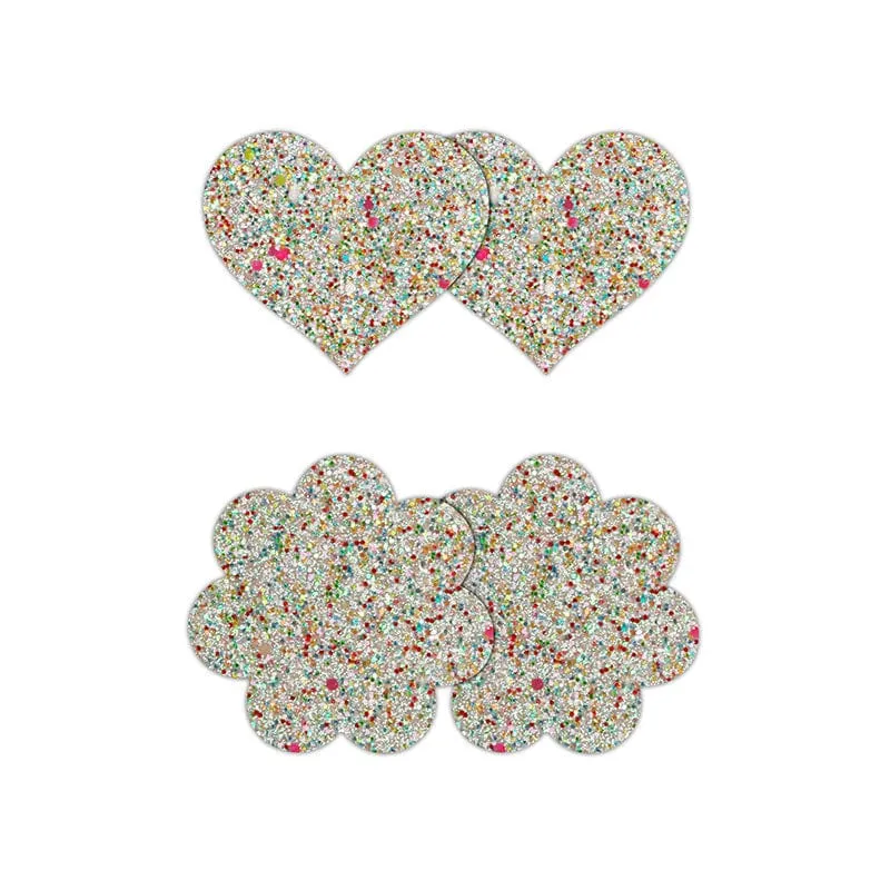 NS Novelties Pretty Pasties Glow In The Dark Heart & Flower Set