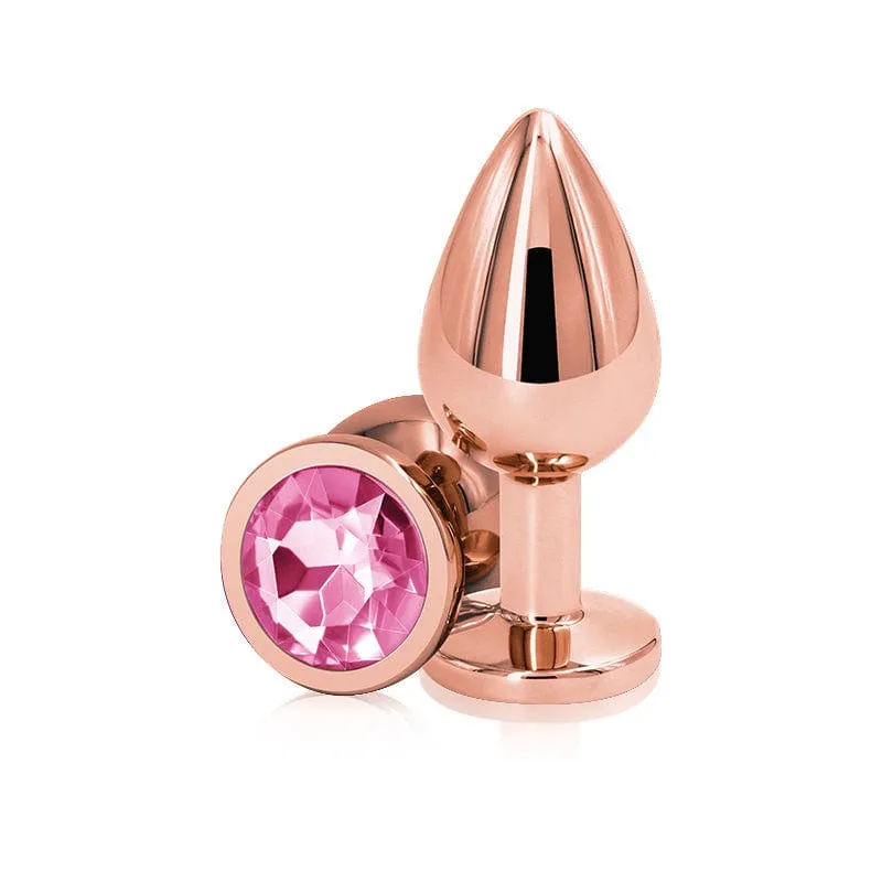 NS Novelties Rear Assets Rose Gold Pink Gem Butt Plug