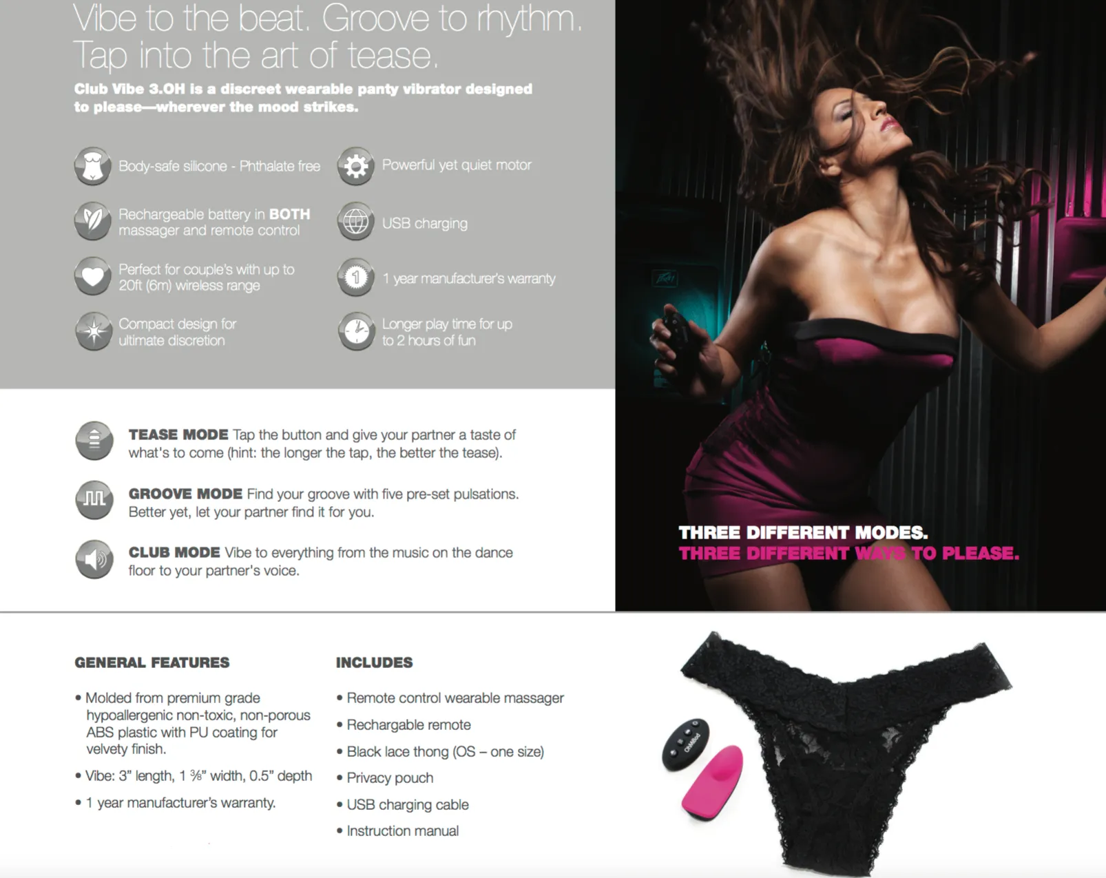 Ohmibod Club Vibe 3.OH Vibrating Panty