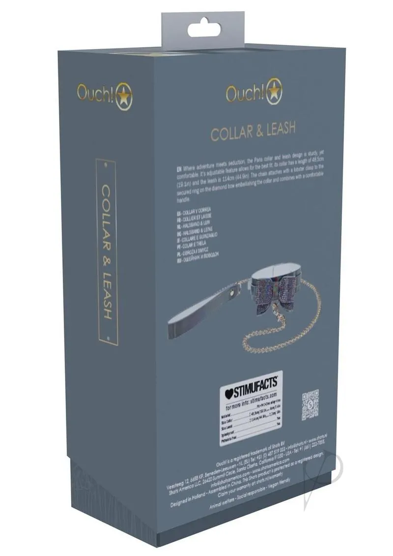 Ouch Paris Coll Collar Leash Blk