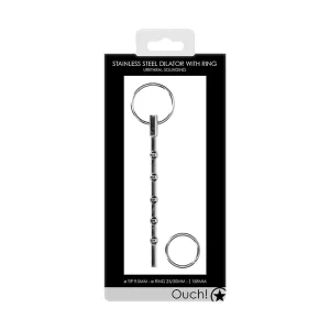 Ouch! Urethral Sounding Stainless 3 Level Steel Dilator With Ring 9.5 mm