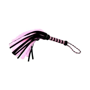 Ple'sur 18 In. Suede & Faux Fur Tail 'pleasure & Pain' Mini Flogger Pink/black