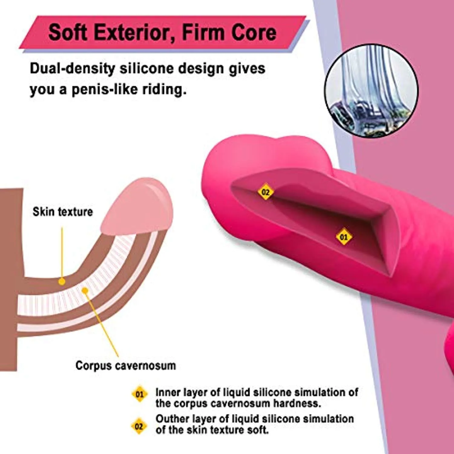 Realistic Dual Density Liquid Dildo