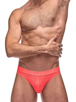 Semi Sheer Embossed Swirl Moonshine Coral S/M