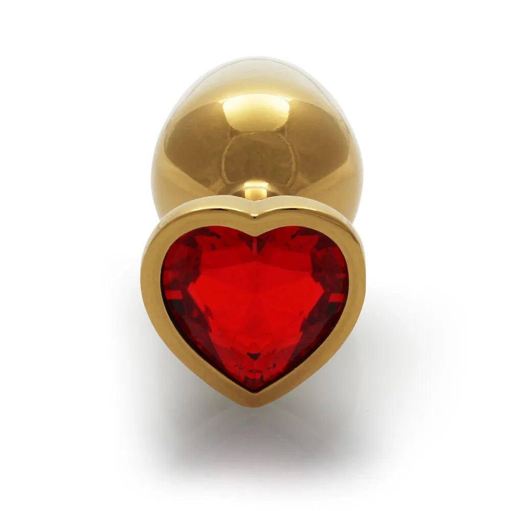 Shots Ouch! Heart Gem Butt Plug Small Gold/ruby Red