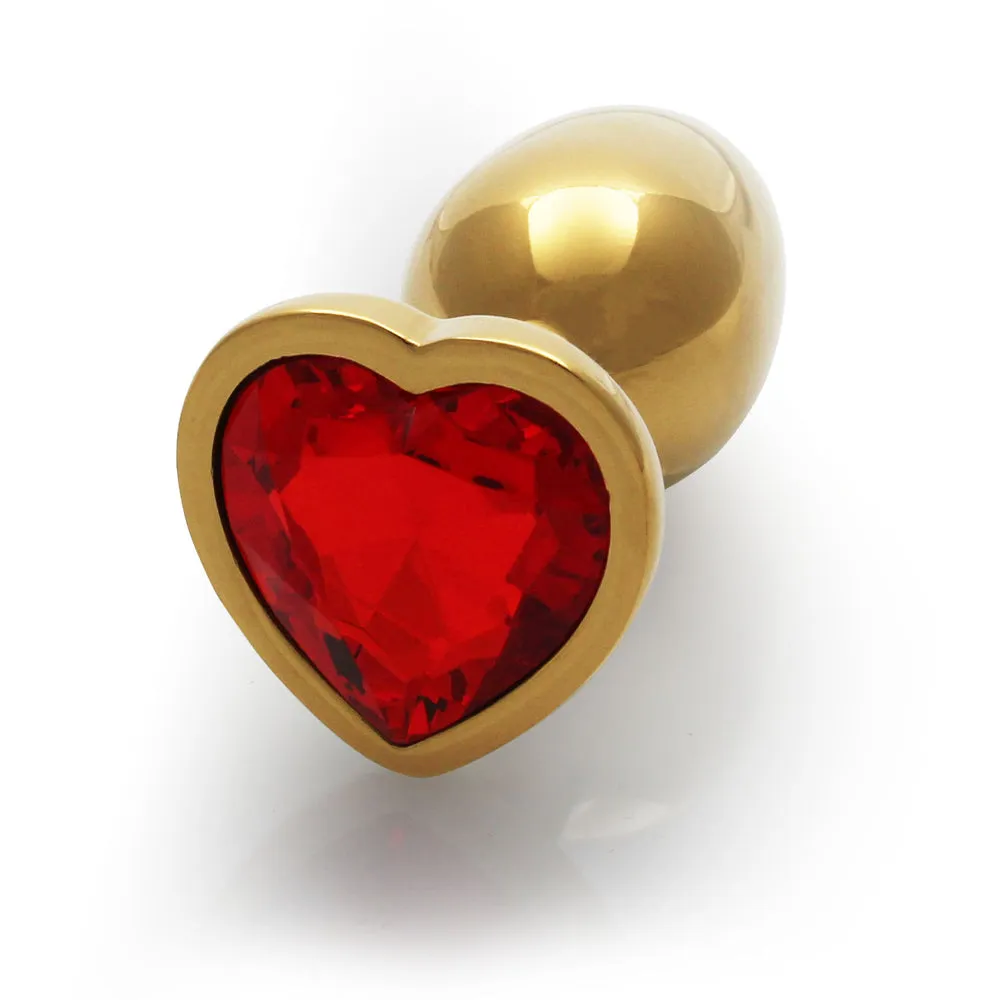 Shots Ouch! Heart Gem Butt Plug Small Gold/ruby Red