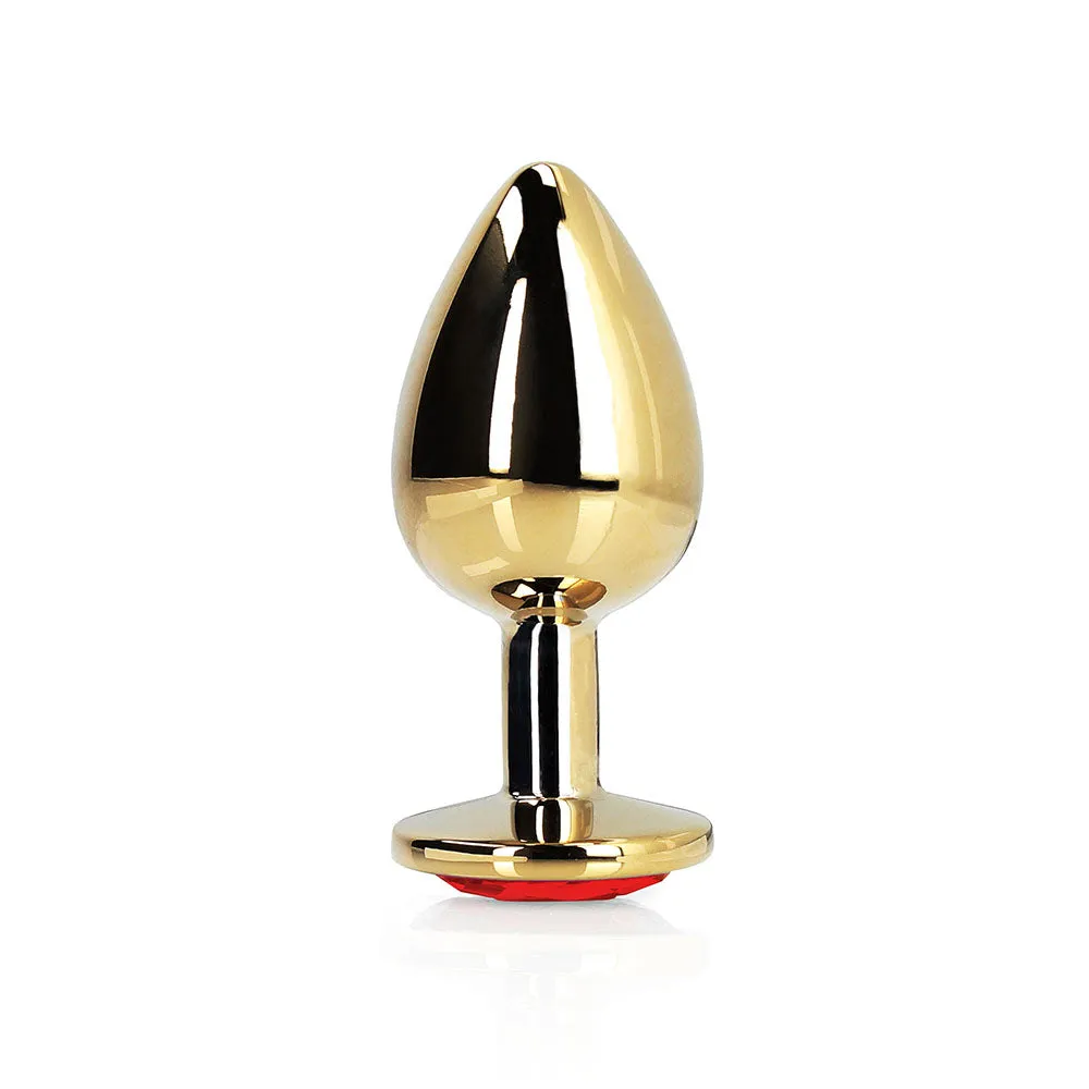 Shots Ouch! Heart Gem Butt Plug Small Gold/ruby Red