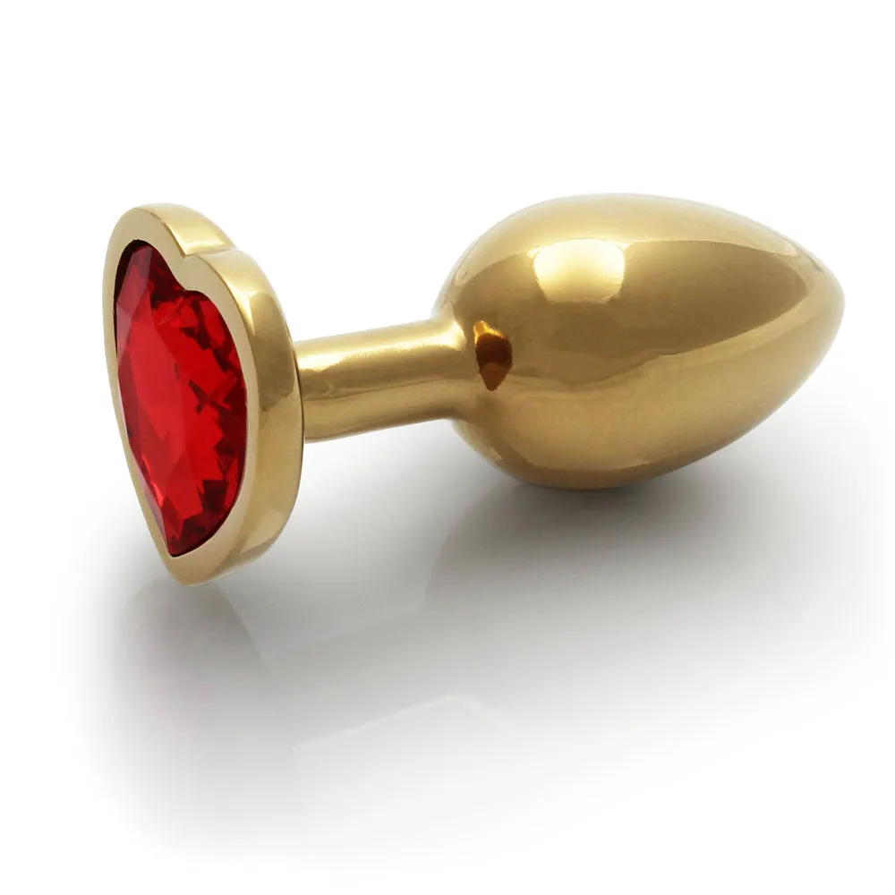 Shots Ouch! Heart Gem Butt Plug Small Gold/ruby Red