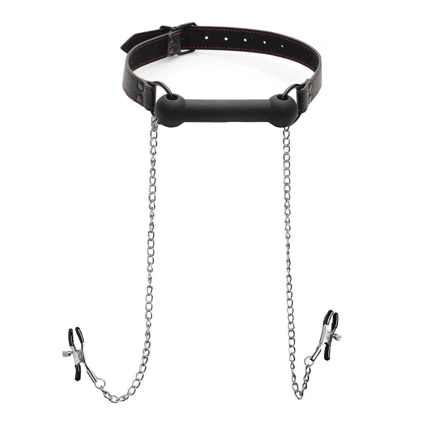 Silicone Bit Gag With Nipple Clamps