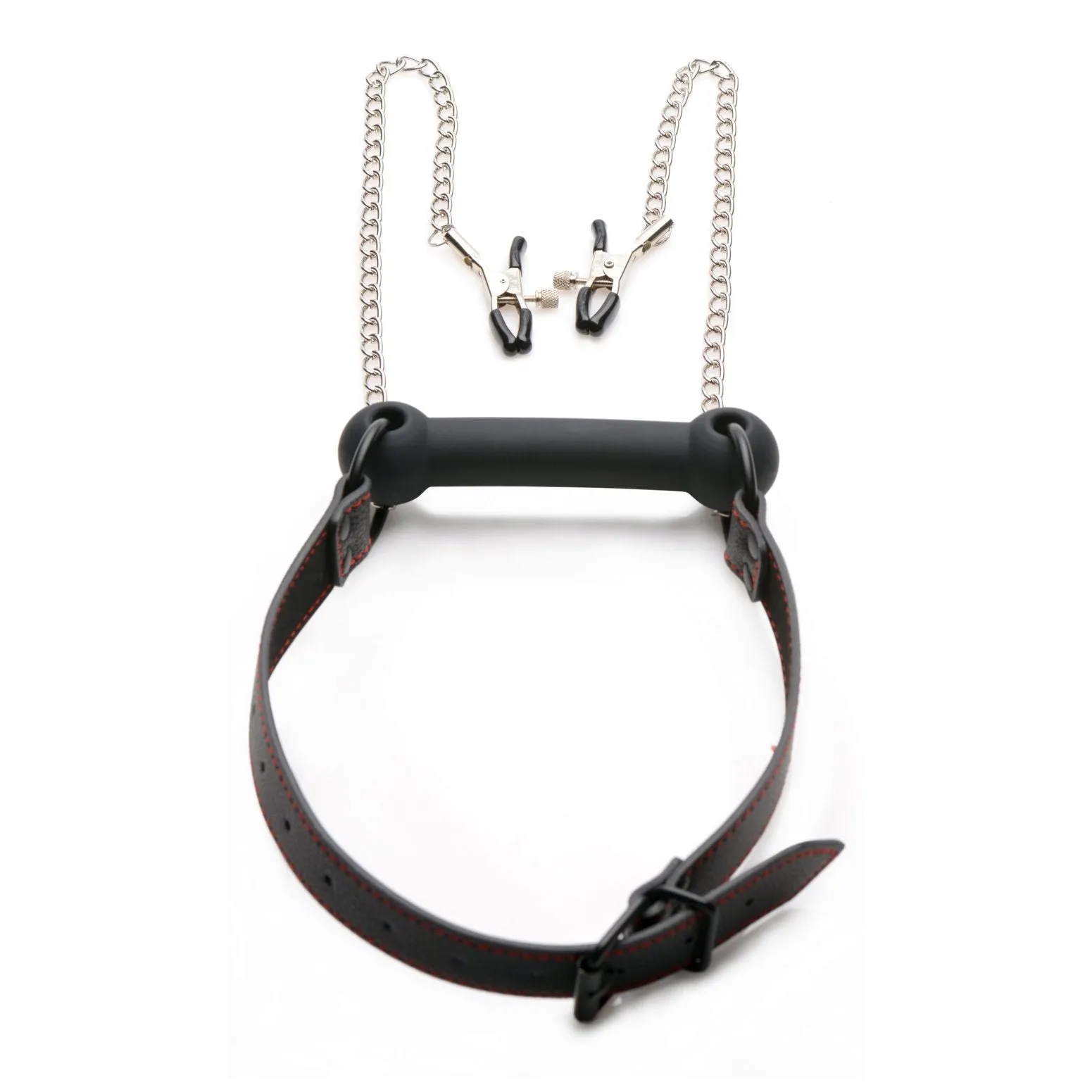 Silicone Bit Gag With Nipple Clamps