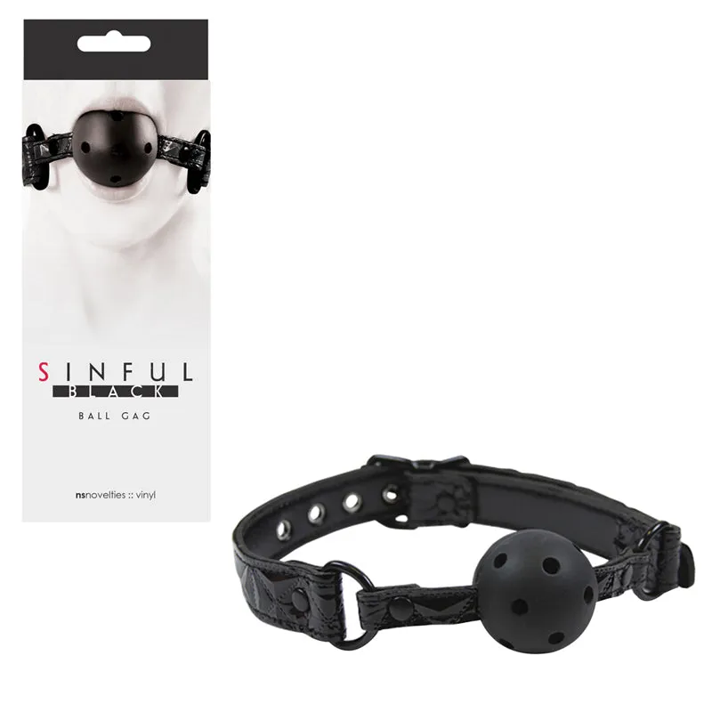 Sinful Vinyl Ball Gag Black