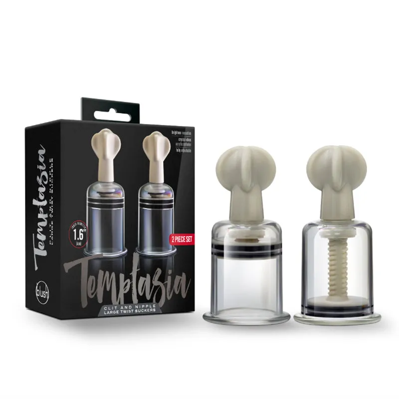 Temptasia Clit and Nipple Twist Suckers 2-Piece Set Large Clear