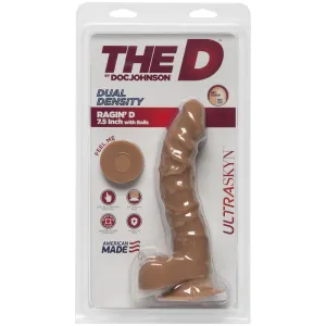 THE D RAGIN' D 7.5 W/BALLS CARAMEL TAN DILDO '